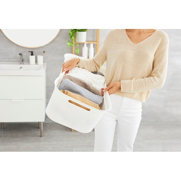 Balts plastmasas veļas grozs 41 l Brisen – Rotho-image-1