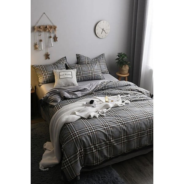Pelēka kokvilnas  gultas veļa vienvietīgai gultai 160x220 cm – Mila Home