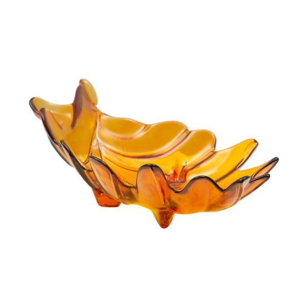 Oranžs pārstrādāta stikla trauks Mauro Ferretti Leaf, 33 x 20 cm