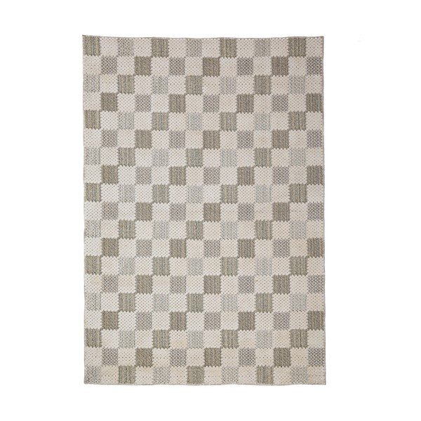Zaļš mazgājams paklājs no kokvilnas maisījuma 155x230 cm Muted Checkerboard – Flair Rugs