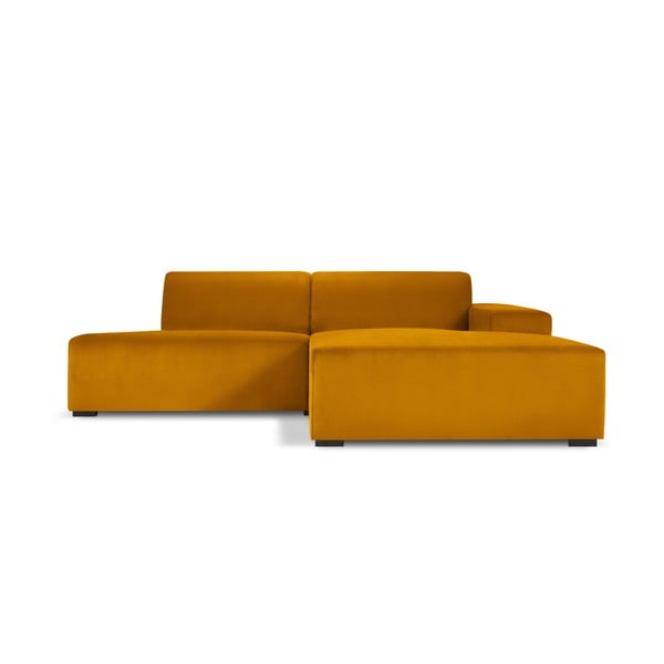 Dzeltens velveta stūra dīvāns Cosmopolitan Design Hobart, labais stūris