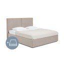 Pelēkbrūna polsterēta divvietīga gulta ar veļas kasti ar matraci un redelēm 180x200 cm Thessa Bold – Bonami Selection