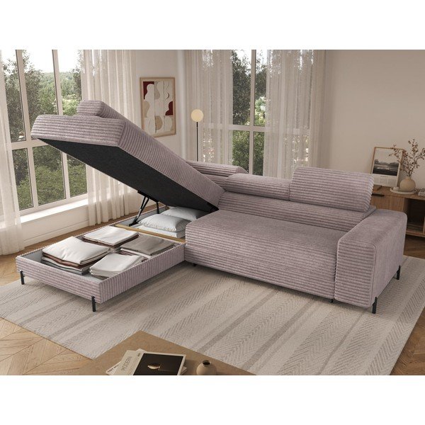 Pelēks velveta stūra dīvāns (ar kreiso stūri/L veida) Colesio – ELTAP-image-3