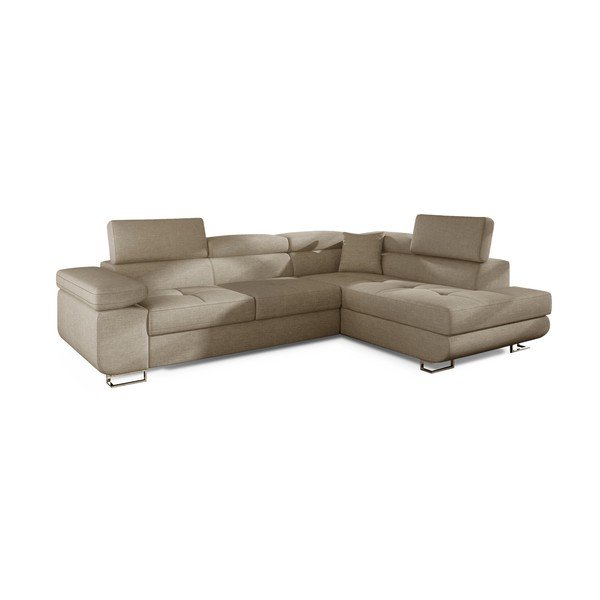 Bēšs salokāms/ar uzglabāšanas vietu stūra dīvāns (ar labo stūri/L veida) Anton – ELTAP-image-2