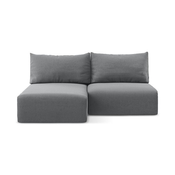 Pelēks samta salokāms stūra dīvāns ar uzglabāšanas vietu (ar kreiso stūri/ar zvilni) Kalena – Makamii