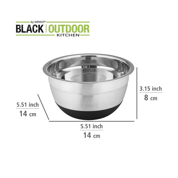 Nerūsējošā tērauda bļoda ar neslīdošu dibenu Wenko Black Outdoor Kitchen Aru, 600 ml-image-4
