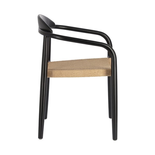 Bēšs un melns dārza krēsls no eikalipta koka Kave Home Glynis-image-2