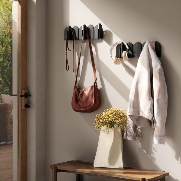 Matēti melns tērauda sienas pakaramais 43 cm Saloon – Umbra-image-1