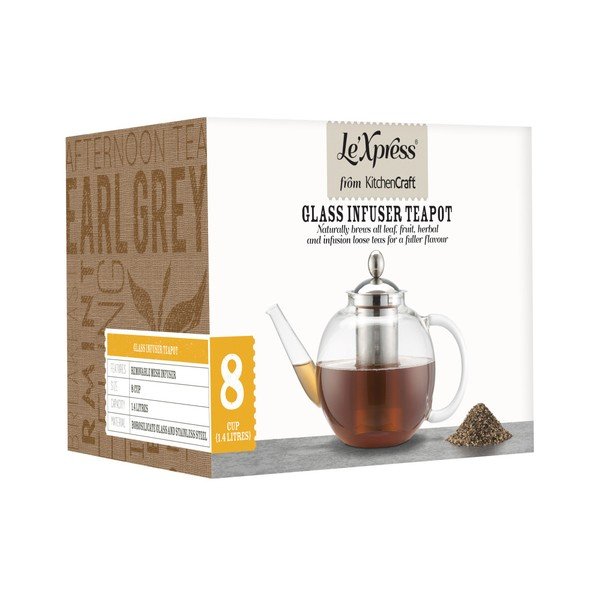 Stikla tējkanna ar tējas sietiņu Kitchen Craft Le'Xpress, 1400 ml-image-2