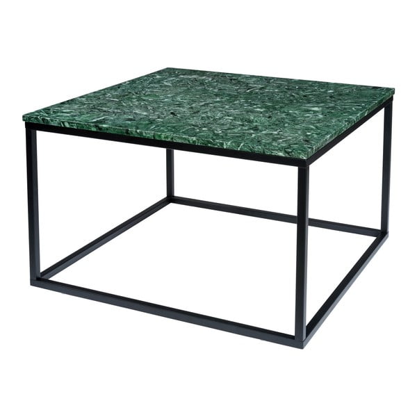 Tumši zaļš marmora kafijas galdiņš ar melnu pamatni RGE Accent, platums 75 cm