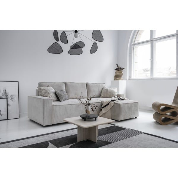 Balts velveta salokāms stūra dīvāns (ar maināmu stūri) Brave Dave – Miuform-image-2