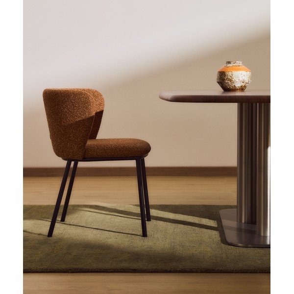 Terakotas oranžs polsterēts ēdamistabas krēsls Ciselia – Kave Home-image-1