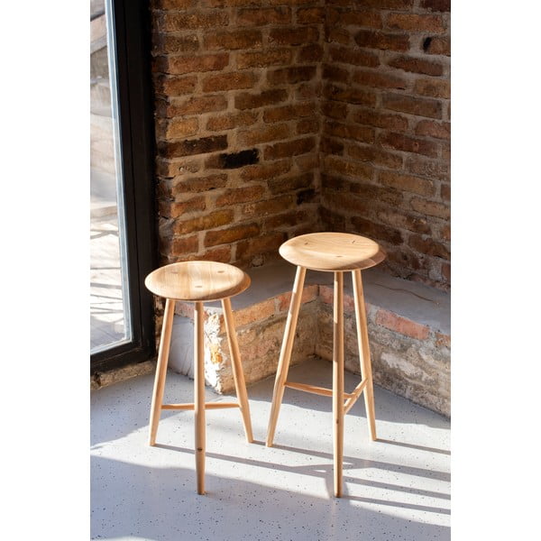 Dabīga toņa ozola masīvkoka bāra taburete (sēdekļa augstums 75 cm) Blanc – Gazzda-image-1