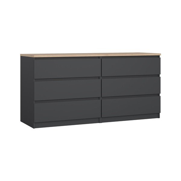 Tumši pelēka kumode 154x76x50 cm Naia – Tvilum