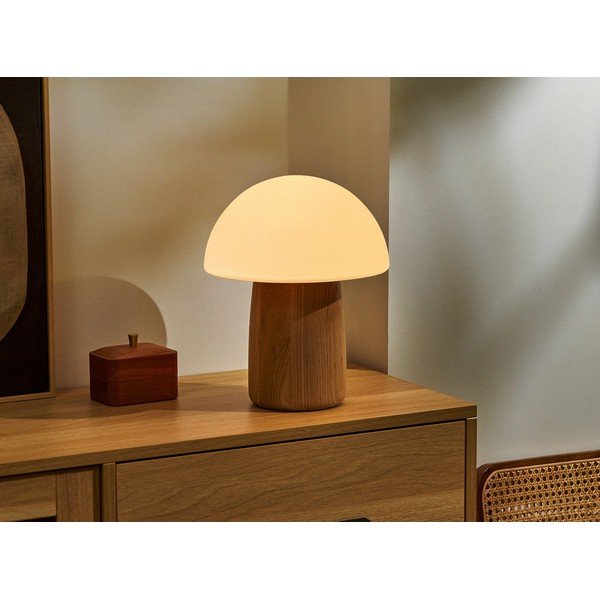 Dabīga toņa dimmējama galda lampa ar stikla abažūru (augstums 32 cm) Alice – Gingko-image-1