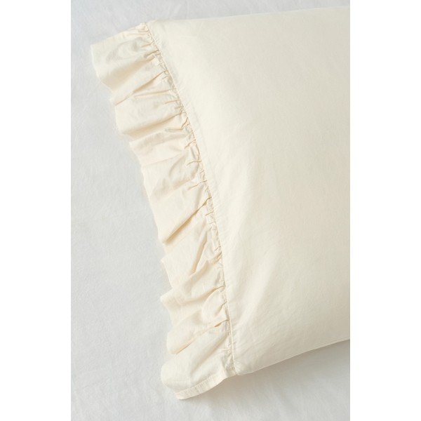 Krēmkrāsas vienguļamā gultas veļa no kokvilnas satīna 150x210 cm Gloria – Ellos Home-image-2