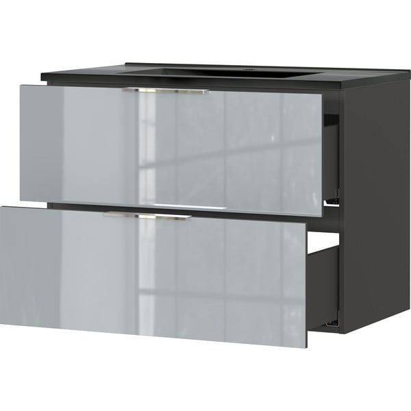 Melns/pelēks piekarams skapītis ar izlietni 81x61 cm Vasio – Germania-image-3