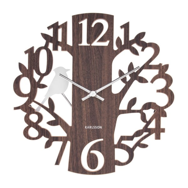 Brūns sienas pulkstenis Karlsson Woodpecker, ⌀ 40 cm