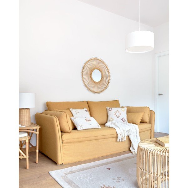 Sinepju dzeltens salokāms dīvāns 210 cm Tanit – Kave Home-image-1