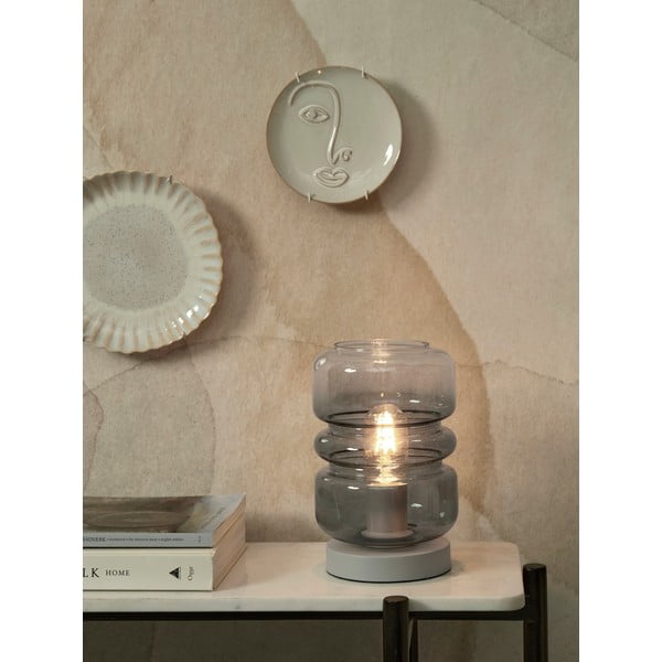 Pelēka galda lampa ar stikla abažūru (augstums 23 cm) Verona – it's about RoMi-image-1