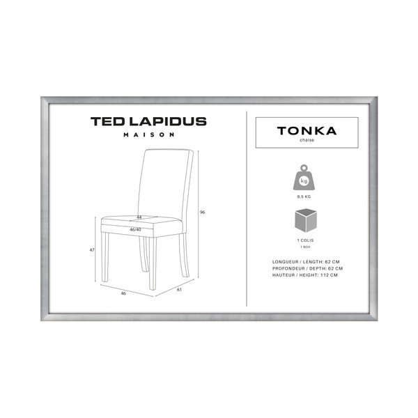 Melns krēsls ar tumši brūnām dižskābarža koka kājām Ted Lapidus Maison Tonka-image-3