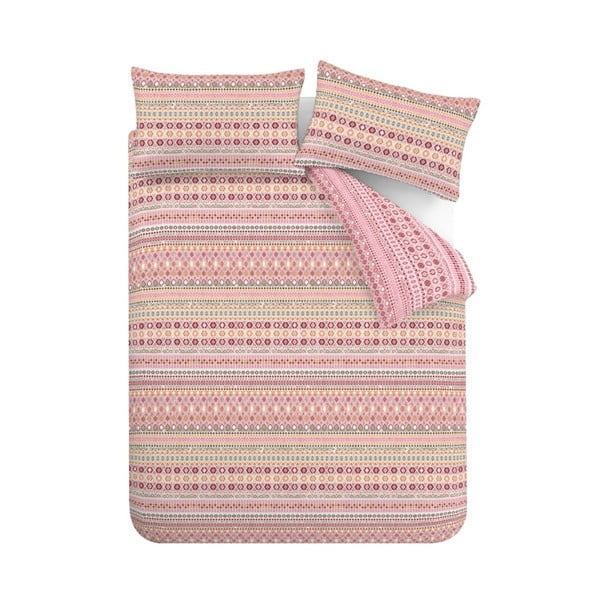 Sarkana divguļamā flaneļa gultas veļa 200x200 cm Fair isle – Catherine Lansfield-image-2