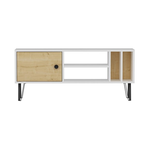 Balts/dabīga toņa TV galds ar ozolkoka imitāciju 120x52 cm Arven – Kalune Design
