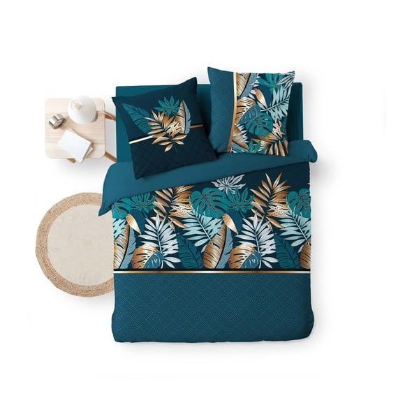 Zila divguļamā kokvilnas gultas veļa 240x220 cm Alianor – douceur d'intérieur