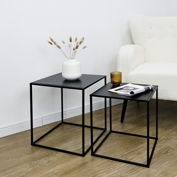 Melni metāla žurnālgaldiņi (2 gab.) 38x38 cm Alrik – Yes Everyday-image-1