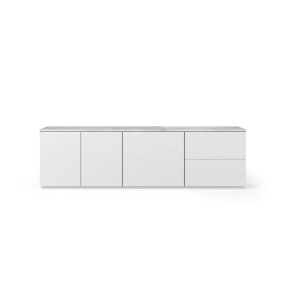 Matēti balta TV kumode ar baltu marmora virsmu TemaHome Join, 200 x 57 cm