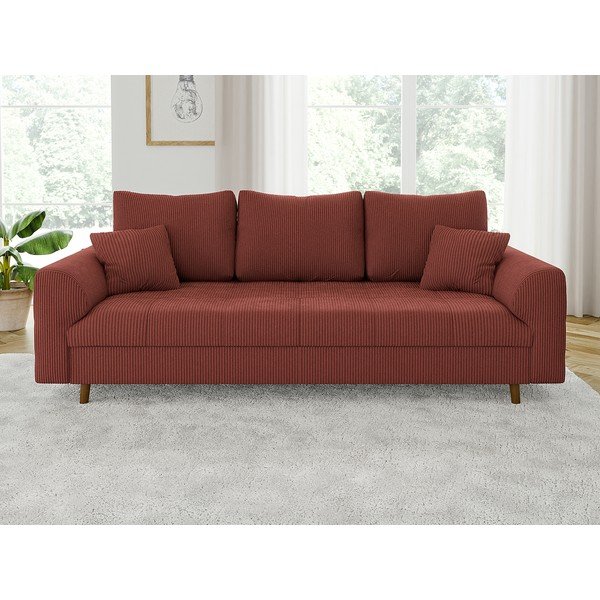 Ķieģeļu sarkans velveta dīvāns 210 cm Ariella – Ropez-image-1