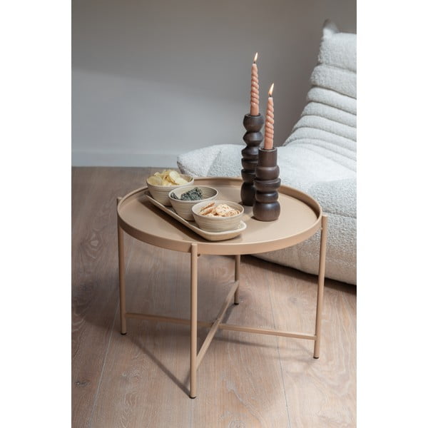 Bēšs metāla apaļš žurnālgaldiņš ø 50 cm Meseta  – Leitmotiv-image-2