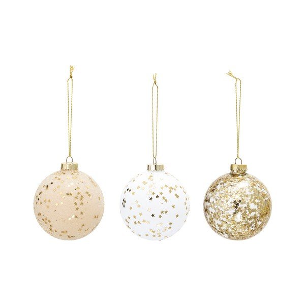 3 stikla Ziemassvētku rotājumu komplekts Bloomingville Ornaments, ⌀ 8 cm