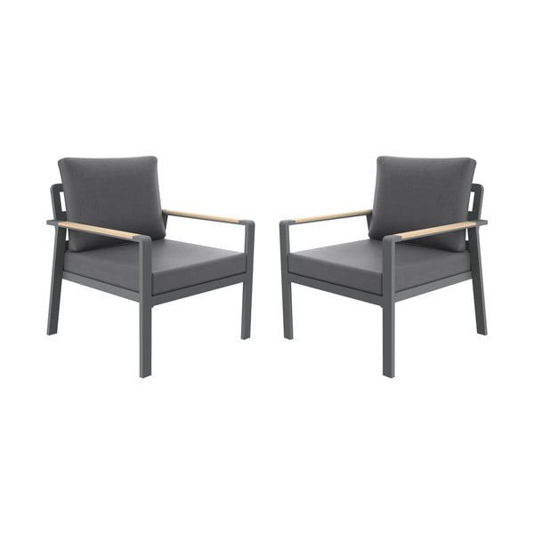 Tumši pelēks metāla dārza atpūtas krēsls Sibiu Duo – Rojaplast