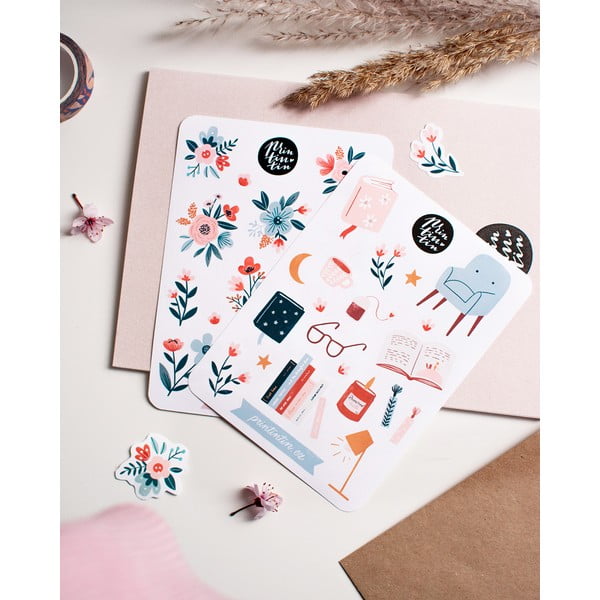 Vinila uzlīmju loksne ar grāmatu lasīšanas motīvu Printintin, 10,5 cm x 14,5 cm-image-2