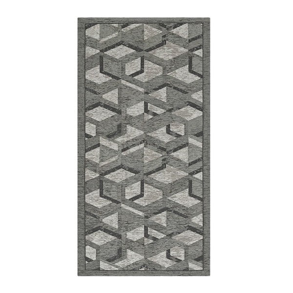 Pelēks un melns paklājs Floorita Hypnotik, 55 x 280 cm