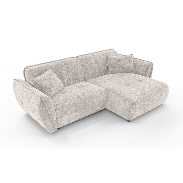 Bēšs stūra dīvāns no šenila auduma (ar labo stūri/ar zvilni) Nelia – Ropez-image-2