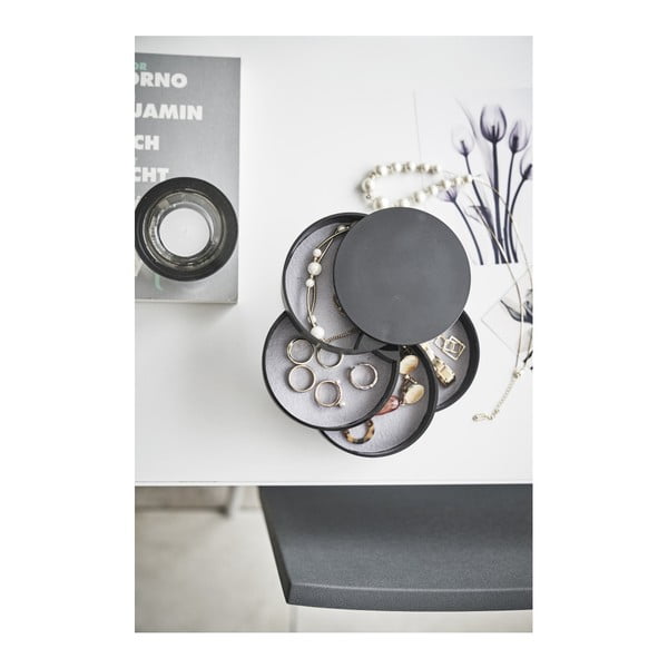 Melna divstāvu juvelierizstrādājumu kastīte YAMAZAKI Tower, ⌀ 10 cm-image-2