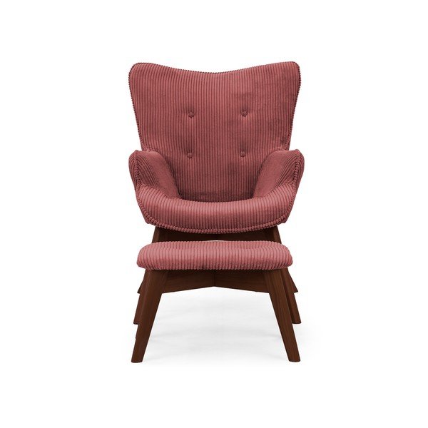 Sarkans velveta atpūtas krēsls ar kāju balstu Niko – Ropez-image-3