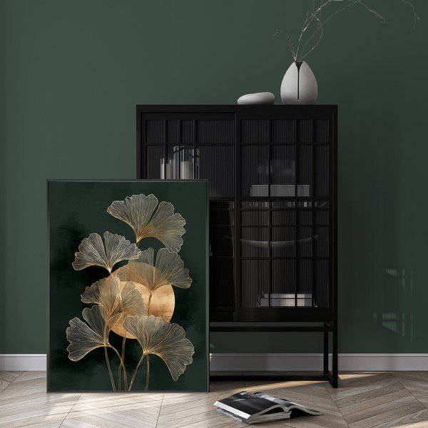 Drukāta glezna ar rāmi 60x80 cm Gold Ginkgo – Styler-image-1