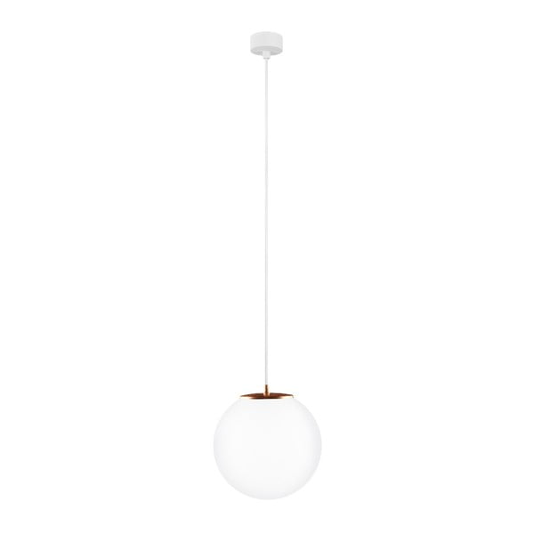 Balta piekaramā lampa ar baltu vadu un vara krāsas detaļām Sotto Luce Tsuri, ⌀ 25 cm