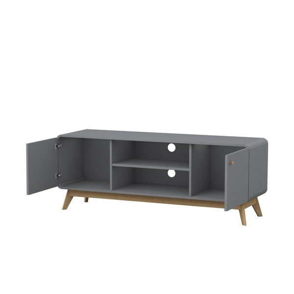 Pelēks TV galdiņš 140x53 cm Caitlin – Støraa-image-3