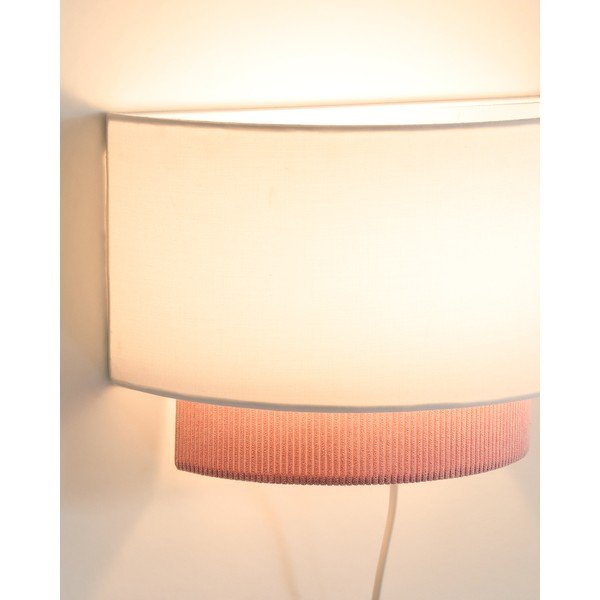 Balta/gaiši rozā bērnu lampa ar auduma abažūru Bianella – Kave Home-image-3