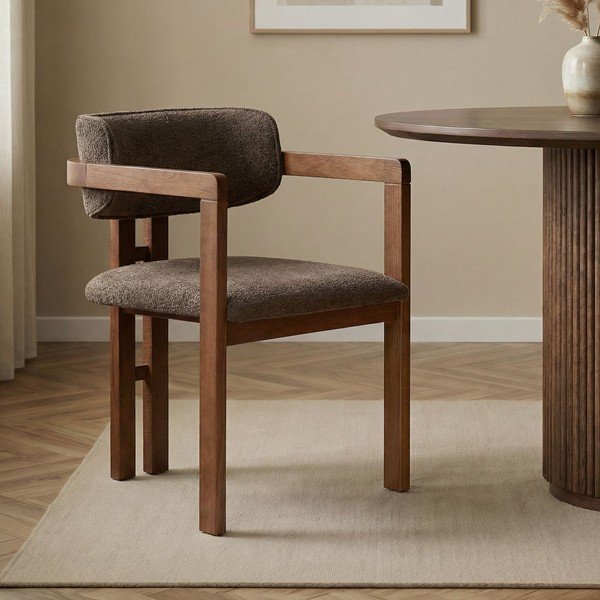 Brūns ēdamistabas krēsls ar roku balstiem Toscana – Kalune Design-image-1