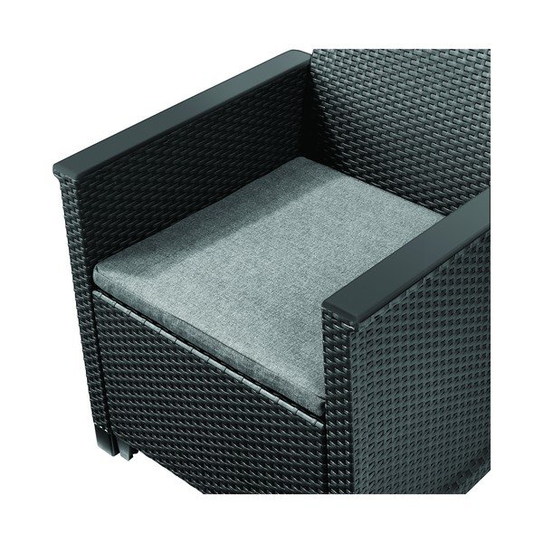 Tumši pelēks mākslīgās rotangpalmas dārza atpūtas komplekts 2 personām Elodie – Keter-image-2