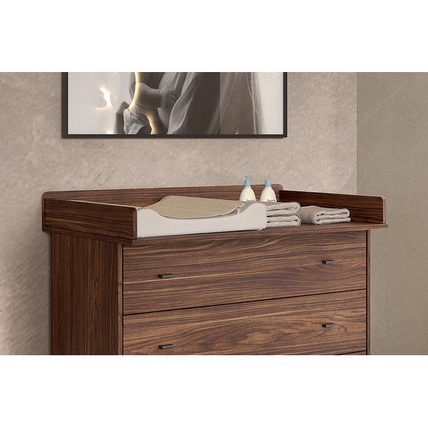 Tumša dabīga toņa pārtinamais galds (piemērotas kumodes dziļums 55 cm) ar riekstkoka imitāciju Ilyas – Vipack-image-1
