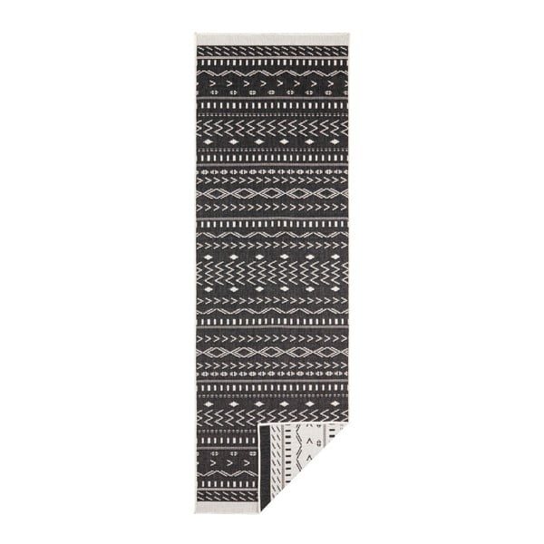 Melns un krēmkrāsas āra paklājs NORTHRUGS Kuba, 80 x 250 cm-image-2