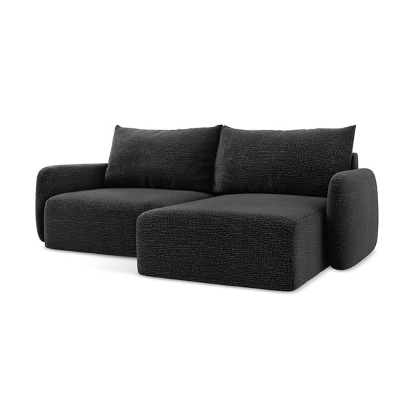 Melns salokāms/ar uzglabāšanas vietu stūra dīvāns (ar labo stūri) Kalena – Makamii-image-2