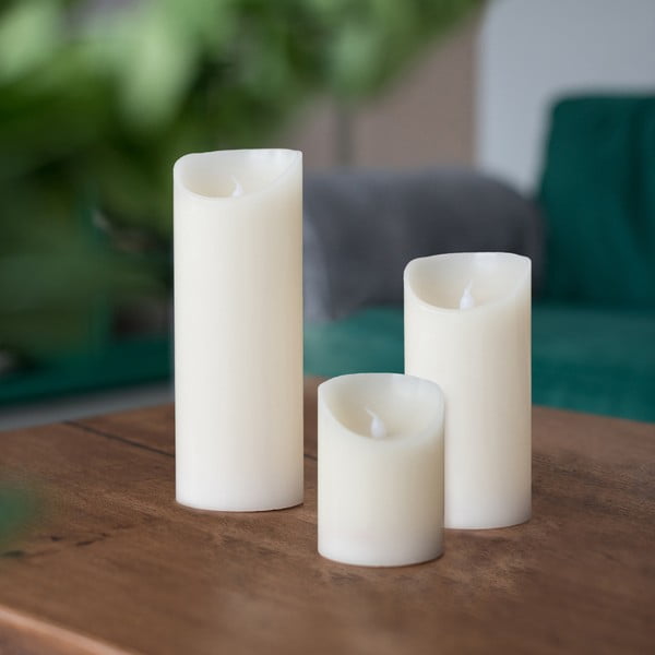 3 LED sveču komplekts DecoKing Wax, augstums 10; 15 un 20 cm-image-1