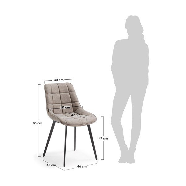 2 pelēku ēdamistabas krēslu komplekts La Forma Adah-image-1